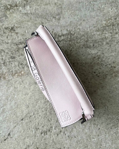 Loewe Mini Pink Puzzle Bag in Classic Calfskin Leather and Silver Hardware