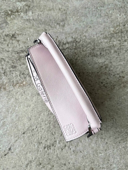 Loewe Mini Pink Puzzle Bag in Classic Calfskin Leather and Silver Hardware