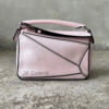 Loewe Mini Pink Puzzle in Classic Calfskin Leather and Silver Hardware