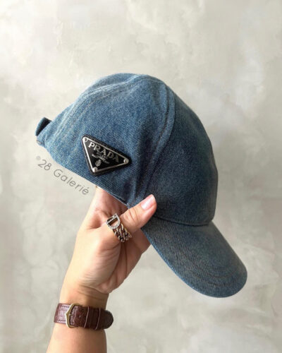 Prada Logo Denim Adjustable Baller Cap