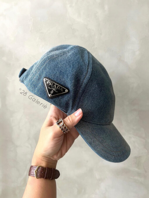 Prada Logo Denim Adjustable Baller Cap