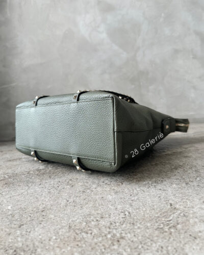 Valentino Rockstud Green Tote in Calfskin Leather and Silver Hardware