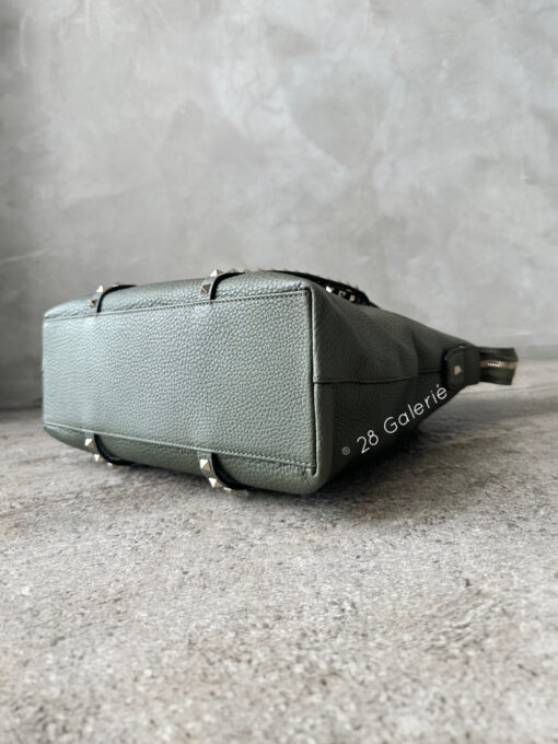 Valentino Rockstud Green Tote in Calfskin Leather and Silver Hardware