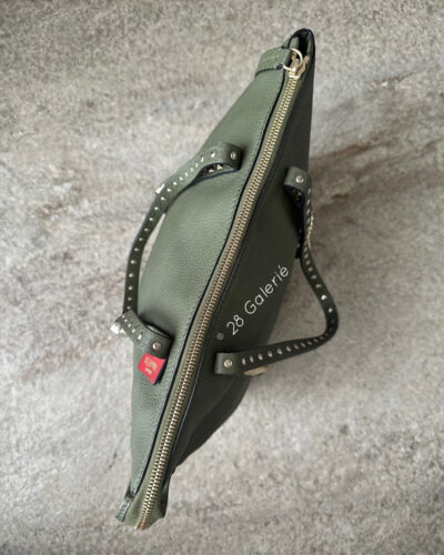 Valentino Rockstud Green Tote in Calfskin Leather and Silver Hardware