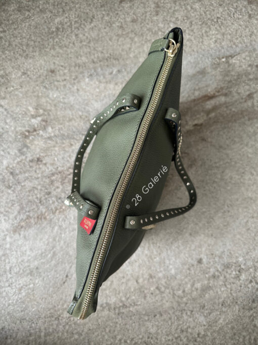 Valentino Rockstud Green Tote in Calfskin Leather and Silver Hardware