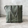 Valentino Rockstud Green Tote in Calfskin Leather and Silver Hardware