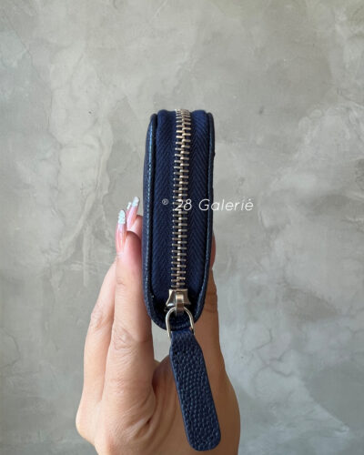 Chanel 24P Navy Blue Zippy Card Holder in Caviar Leather