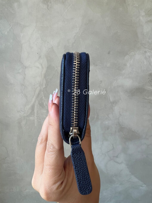 Chanel 24P Navy Blue Zippy Card Holder in Caviar Leather