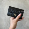 Chanel Black Classic Card Holder in Caviar Leather and Gold Hardware