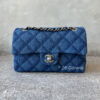 Chanel F/W 2022 Dark Blue Printed Denim Classic Small Double Flap