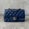 Chanel Navy Blue Mini Rectangular Flap in Caviar Leather and Gold Hardware