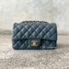 CHANEL Dark Grey Mini Rectangular Flap in Caviar Leather with Gold Hardware