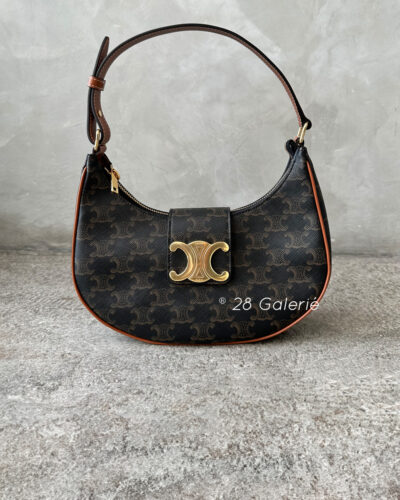 Celine Small Ava Triomphe in Canvas and Calfskin Leather with Gold Hardware