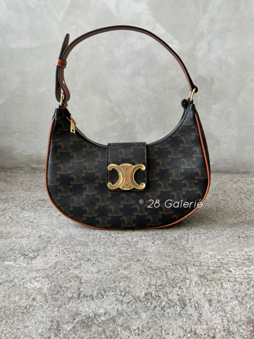 Celine Small Ava Triomphe in Canvas and Calfskin Leather with Gold Hardware