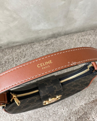 Celine Small Ava Triomphe in Canvas and Calfskin Leather with Gold Hardware