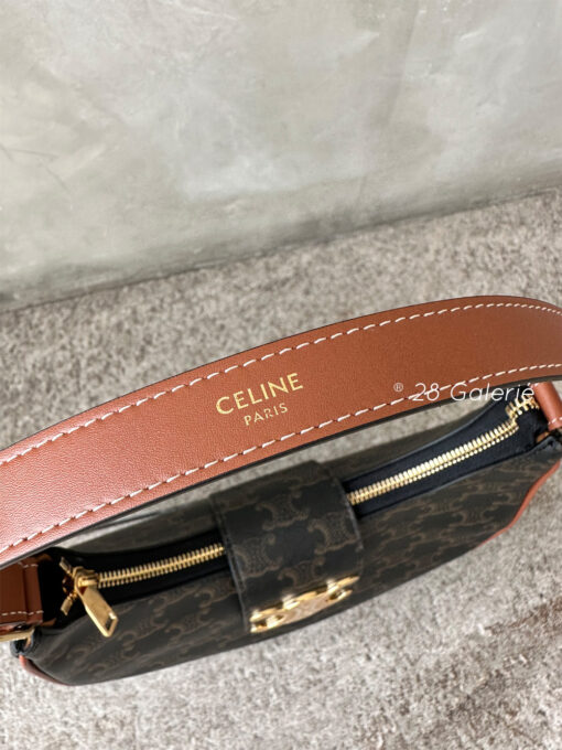 Celine Small Ava Triomphe in Canvas and Calfskin Leather with Gold Hardware