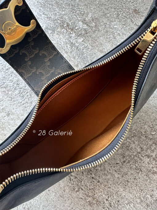 Celine Small Ava Triomphe in Canvas and Calfskin Leather with Gold Hardware