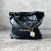 Chanel Black C22 Small Handbag in Calfskin Leather and Gold-tone Metal Hardware