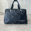 Chanel Black Old Line Boston Handbag Tote with Nylon Interior