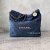 Chanel Dark Blue C22 Small Handbag in Camellia Print Denim and Gold-tone Metal Hardware