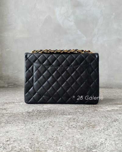 Chanel Vintage Black Jumbo Single Flap in Caviar Leather and 24k Gold Hardware