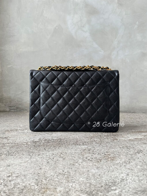 Chanel Vintage Black Jumbo Single Flap in Caviar Leather and 24k Gold Hardware