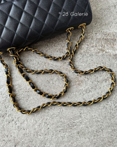 Chanel Vintage Black Jumbo Single Flap in Caviar Leather and 24k Gold Hardware