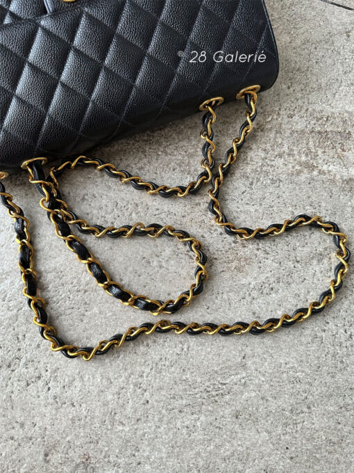 Chanel Vintage Black Jumbo Single Flap in Caviar Leather and 24k Gold Hardware