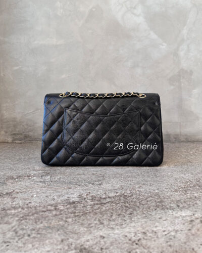 Chanel Vintage Black Medium Classic Double Flap in Caviar Leather and Gold Hardware Series 10