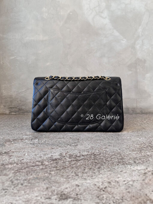 Chanel Vintage Black Medium Classic Double Flap in Caviar Leather and Gold Hardware Series 10