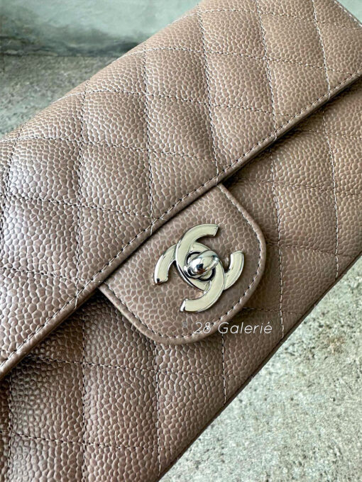 Chanel Vintage Taupe East West Bag in Caviar Leather with Silver Hardware 10 Series