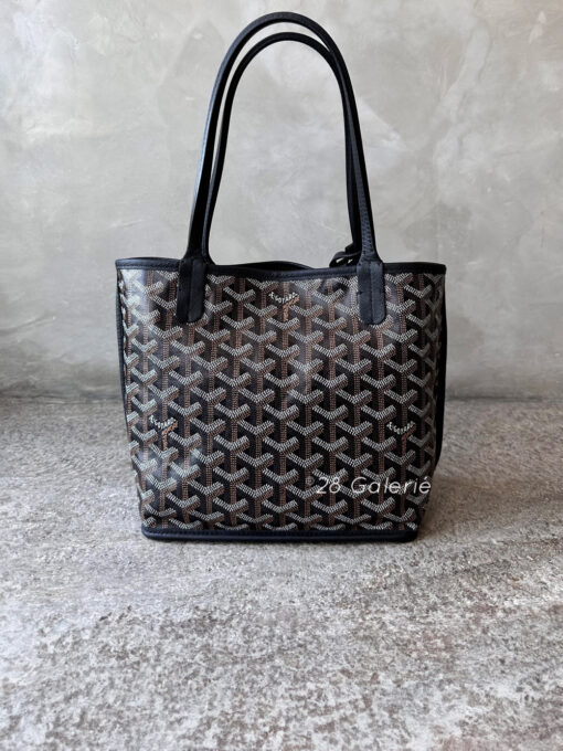 Goyard Black Reversible Mini Anjou In Goyardine Canvas and Calfskin Leather