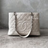 Chanel Ivory Grand Shopping Tote in Caviar Leather with Silver Hardware