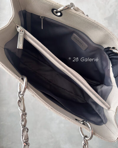 Chanel Ivory Grand Shopping Tote in Caviar Leather with Silver Hardware