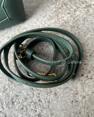 LOEWE Forest Green Mini Leather Puzzle Edge Top-Handle Bag