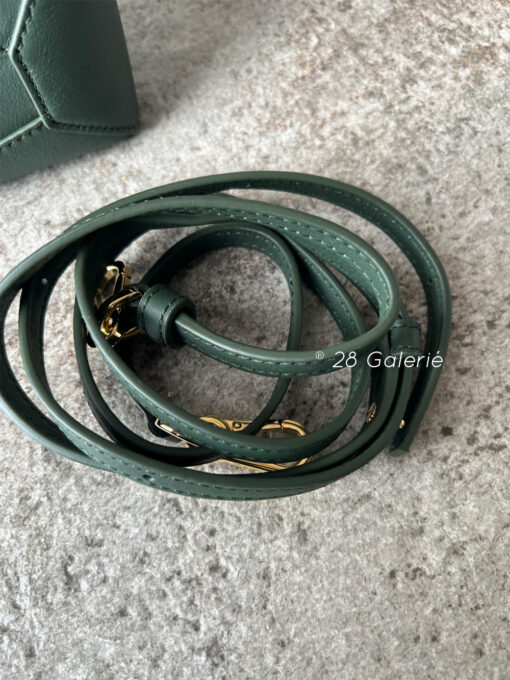 LOEWE Forest Green Mini Leather Puzzle Edge Top-Handle Bag