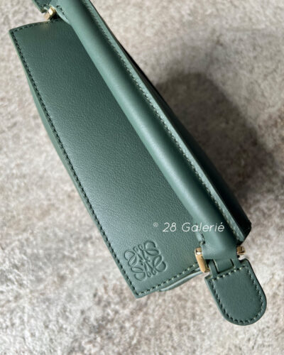 LOEWE Forest Green Mini Leather Puzzle Edge Top-Handle Bag