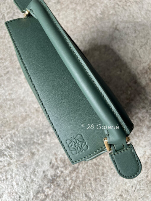 LOEWE Forest Green Mini Leather Puzzle Edge Top-Handle Bag