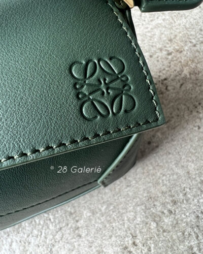 LOEWE Forest Green Mini Leather Puzzle Edge Top-Handle Bag