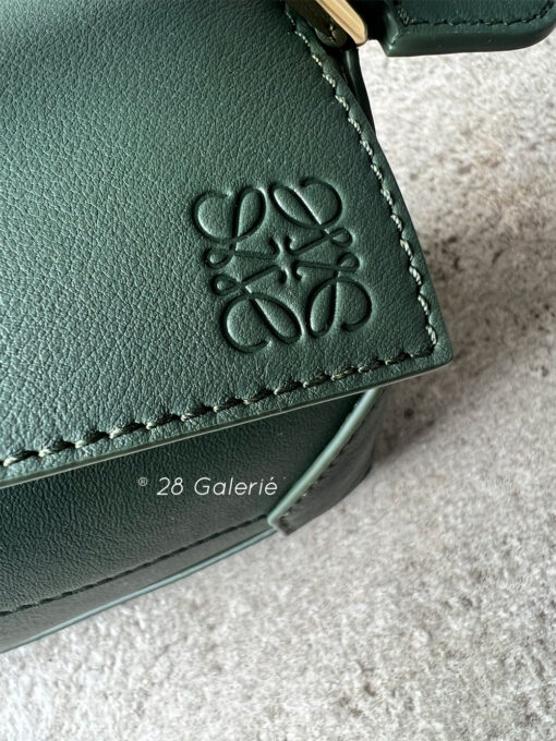 LOEWE Forest Green Mini Leather Puzzle Edge Top-Handle Bag