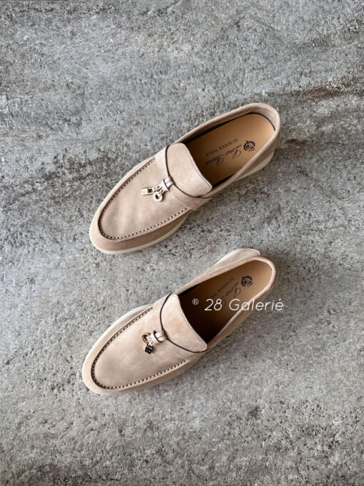 Loro Piana Beige Summer Charms Walk Loafers in Size 36