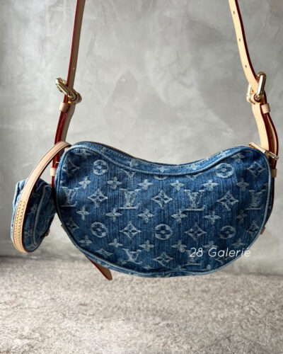 Louis Vuitton Croissant MM in Monogram Denim and Cowhide Leather Trim