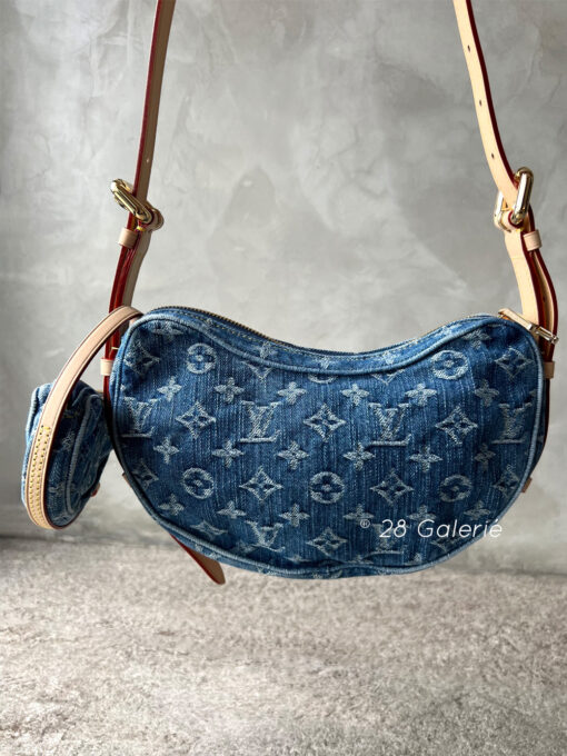 Louis Vuitton Croissant MM in Monogram Denim and Cowhide Leather Trim