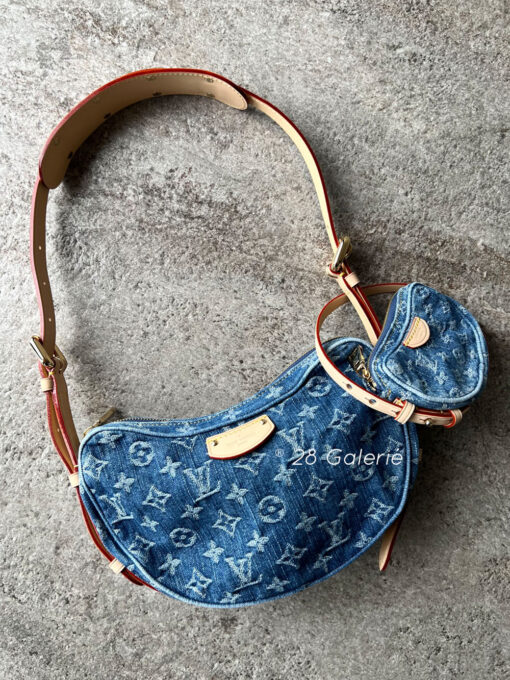 Louis Vuitton Croissant MM in Monogram Denim and Cowhide Leather Trim