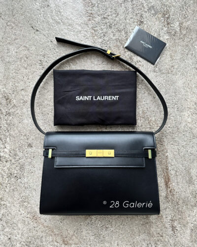 Saint Laurent Manhattan in Black Box Leather and Gold Hardware