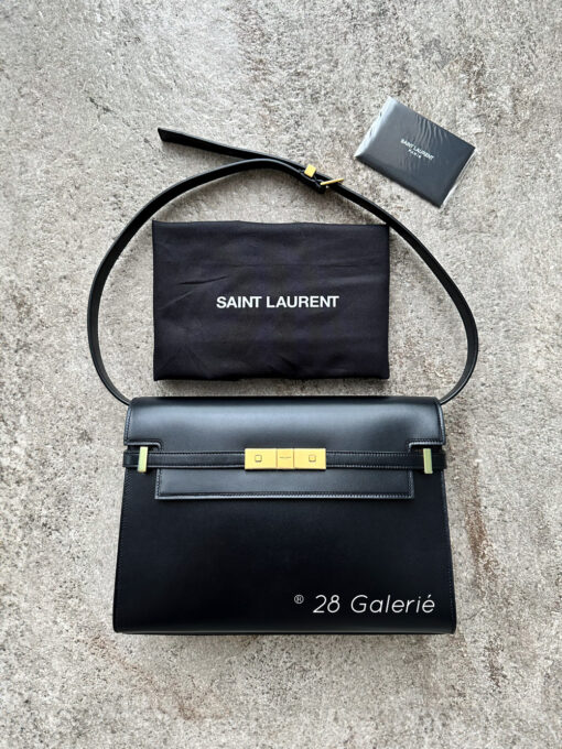 Saint Laurent Manhattan in Black Box Leather and Gold Hardware