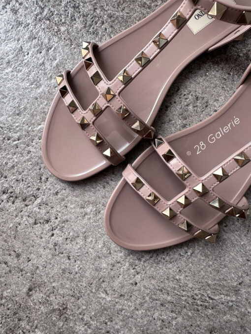 Valentino Garavani Nude Rockstud Rubber Sandals in Size 39