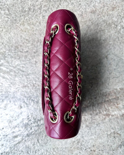 Chanel 22k Small Burgundy Classic Flap in Caviar Leather and Gold Hardware