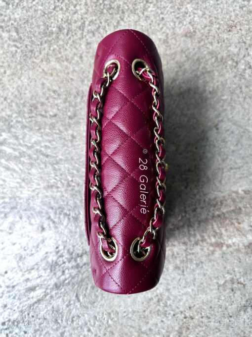 Chanel 22k Small Burgundy Classic Flap in Caviar Leather and Gold Hardware