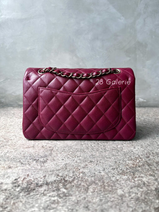 Chanel 22k Small Burgundy Classic Flap in Caviar Leather and Gold Hardware